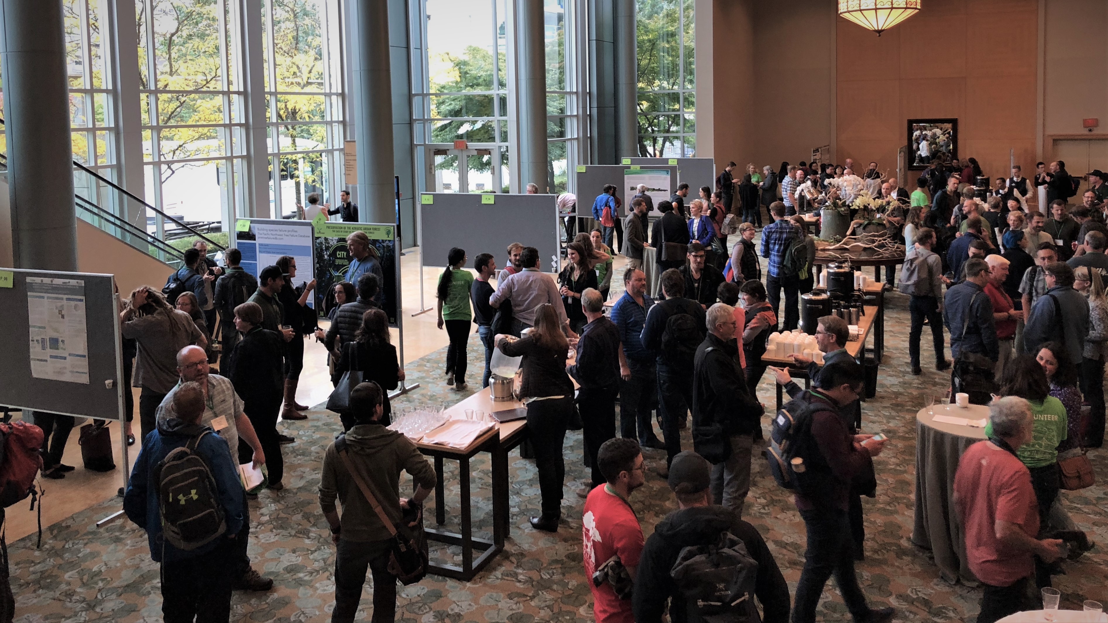 People networking at a conference.