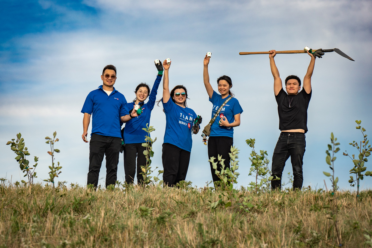 Excited BMO volunteers posing.